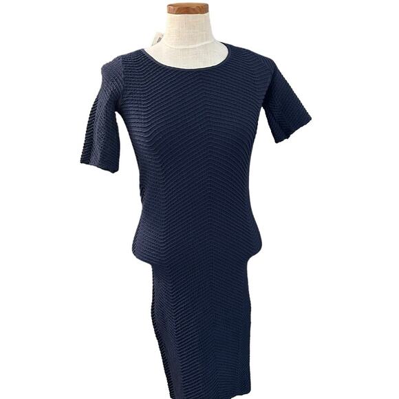 NWT Tees By Tina One Size Seamless Bodycon Dress Stretch Navy Slimming O/S - Picture 5 of 9